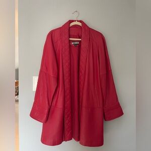 Tibor Red Quilted Leather Coat
